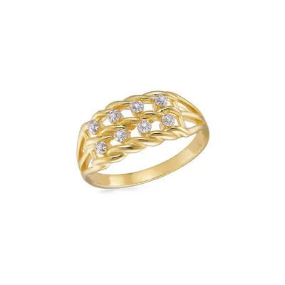 Goldplated Sterling Silver & 0.036 CT. T.W Diamond Ring