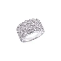 Sterling Silver & 0.036 CT. T.W. Diamond Lattice Ring