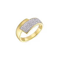 Goldplated Sterling Silver & 0.036 CT. T.W. Diamond Crossover Ring