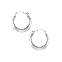 10K White Gold Round Click Hoop Earrings