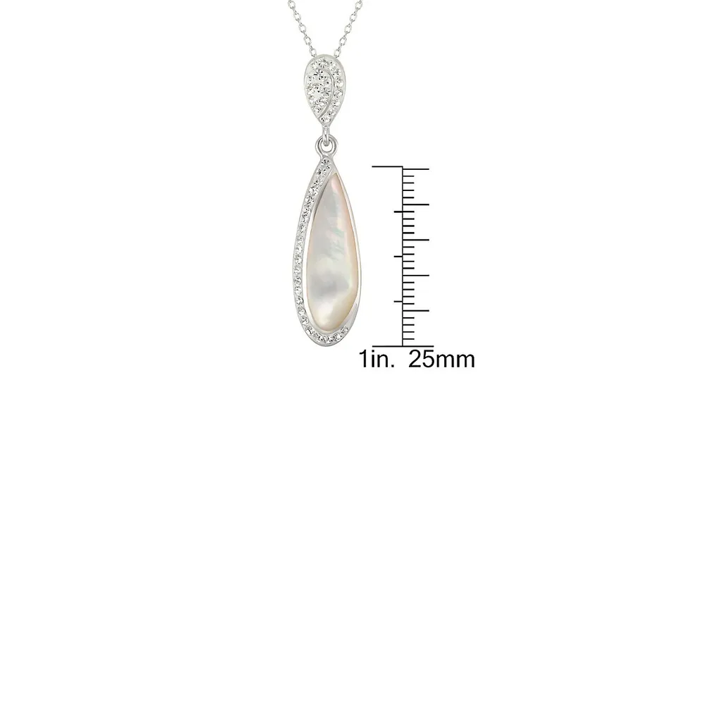 Rhodium-Plated Sterling Silver, Mother-Of-Pearl & Preciosa Crystal Pendant Necklace