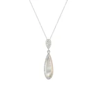 Rhodium-Plated Sterling Silver, Mother-Of-Pearl & Preciosa Crystal Pendant Necklace