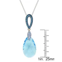 Rhodium-Plated Sterling Silver, Crystal & Blue Topaz Pendant Necklace