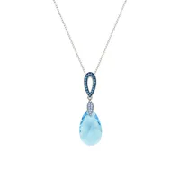 Rhodium-Plated Sterling Silver, Crystal & Blue Topaz Pendant Necklace