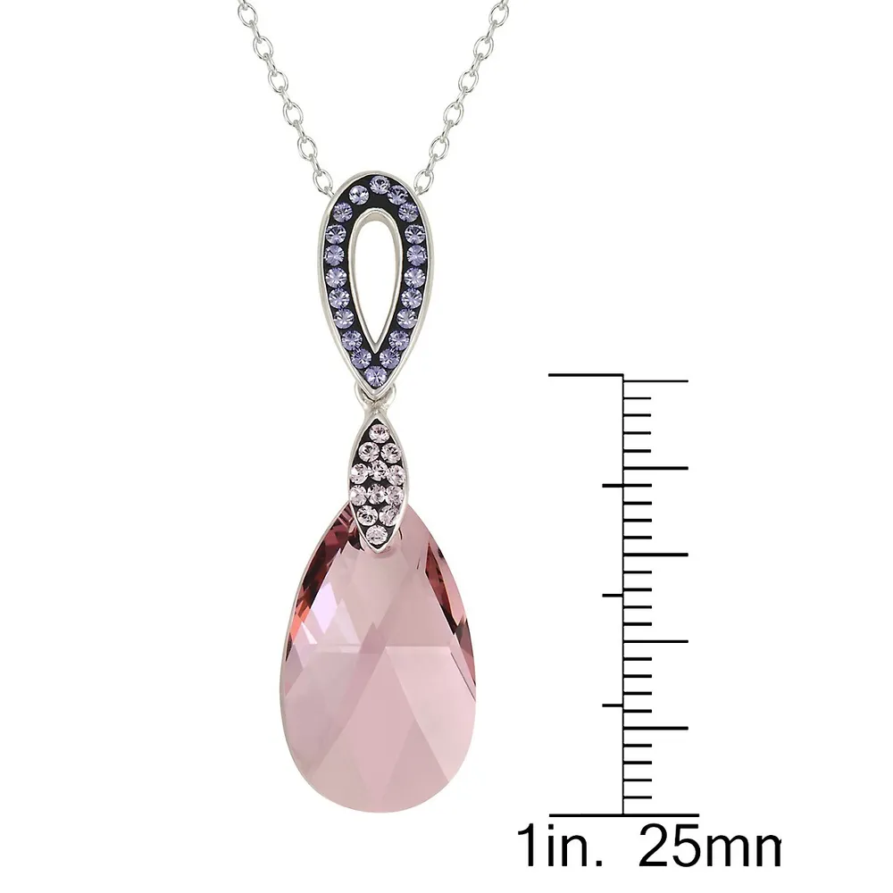 Rhodium-Plated Sterling Silver, Amethyst & Swarovski Crystal Pendant Necklace