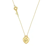 10K Gold Heart and Key Pendant Necklace