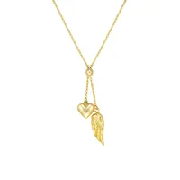 10K Goldplated Sterling Silver Bonded Heart Wing Pendant Necklace