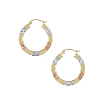 10K Tri-Tone Gold Hoop Earrings