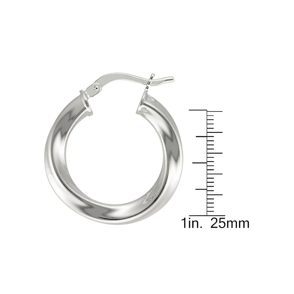 18K White Goldplated Twist Hoop Earrings