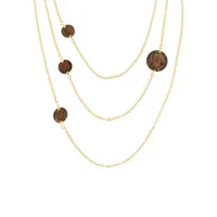 18K Goldplated & Stationed Coin 3-Strand Necklace