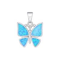 Sterling Silver & Blue Mother-of-Pearl Butterfly Pendant Necklace - 18"