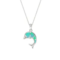 Sterling Silver & Cubic Zirconia Dolphin Pendant Necklace