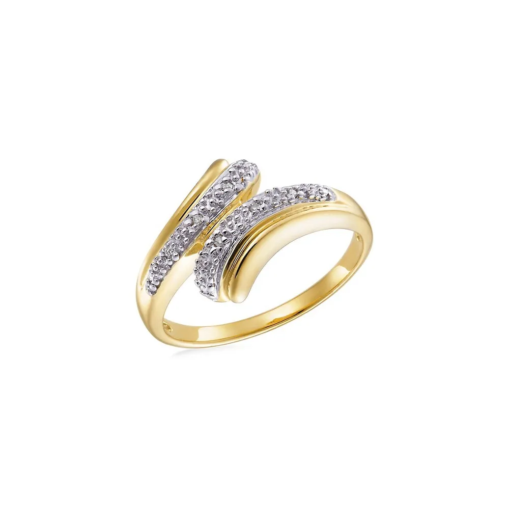 Goldplated Sterling Silver & 0.019 CT. T.W. Diamond Ring