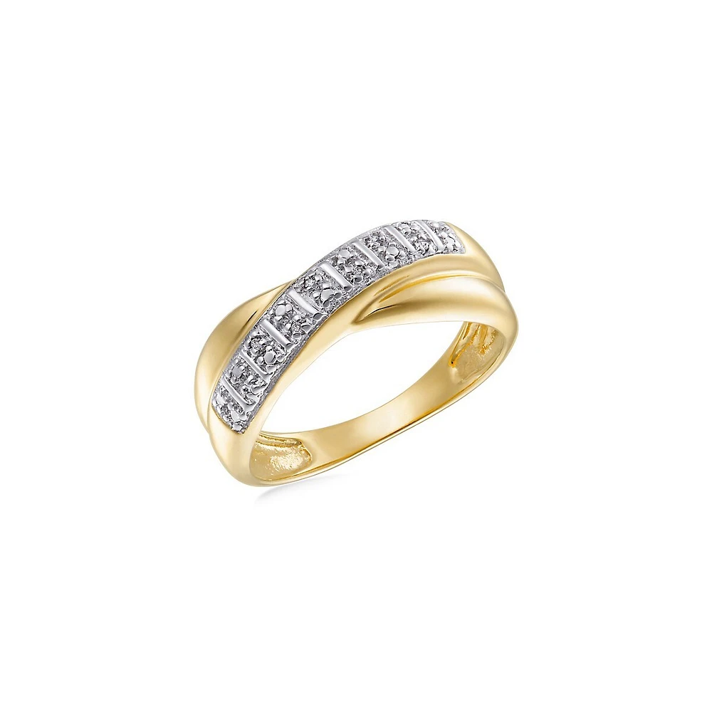 Goldplated Sterling Silver & 0.023 CT. T.W. Diamond Ring