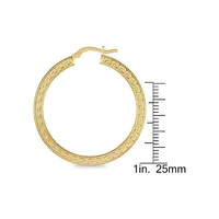 18K Goldplated Greek Key-Texture Hoop Earrings
