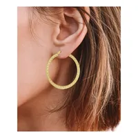 18K Goldplated Greek Key-Texture Hoop Earrings
