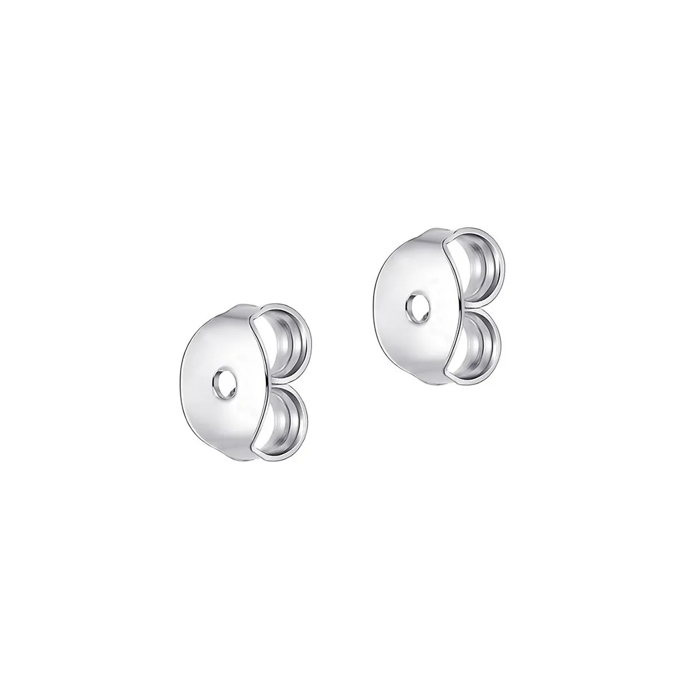 Sterling Silver, 5MM Freshwater Pearl & Cubic Zirconia Front Back Earrings