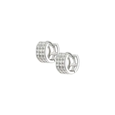 Sterling Silver & Cubic Zirconia Huggie Earrings
