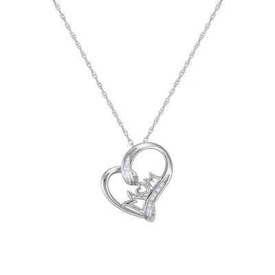 Sterling Silver & Cubic Zirconia Heart Pendant Necklace