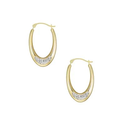 14K Yellow Gold & Cubic Zirconia Hoop Earrings