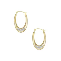 14K Yellow Gold & Cubic Zirconia Hoop Earrings