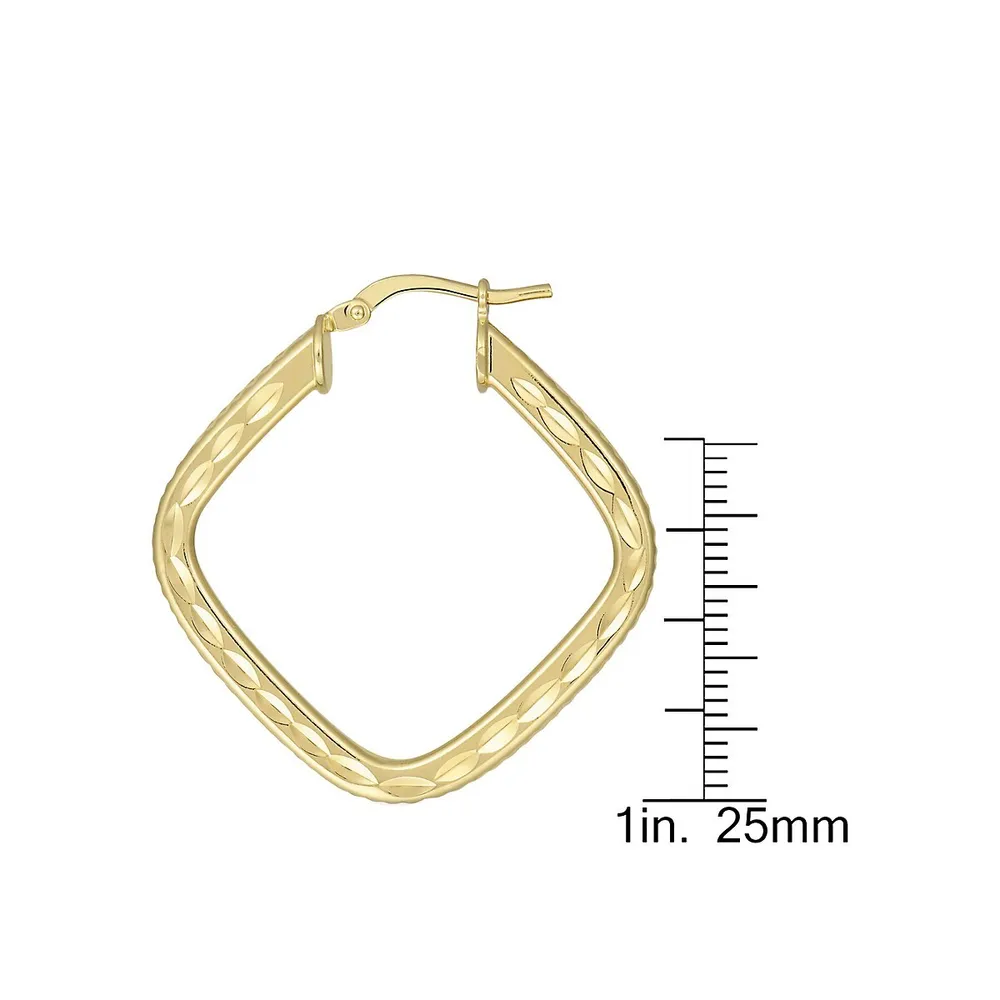 18K Goldplated Diamond-Cut Hoop Earrings