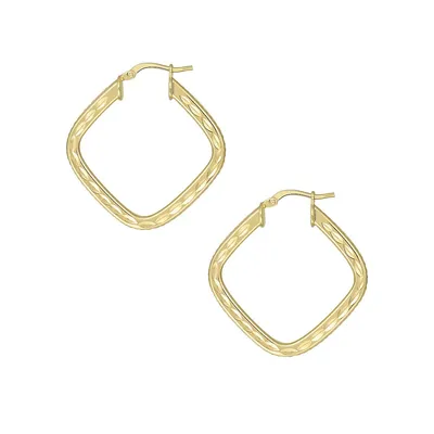 18K Goldplated Diamond-Cut Hoop Earrings