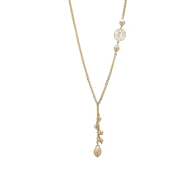 18K Goldplated Rolo Link Lariat Necklace