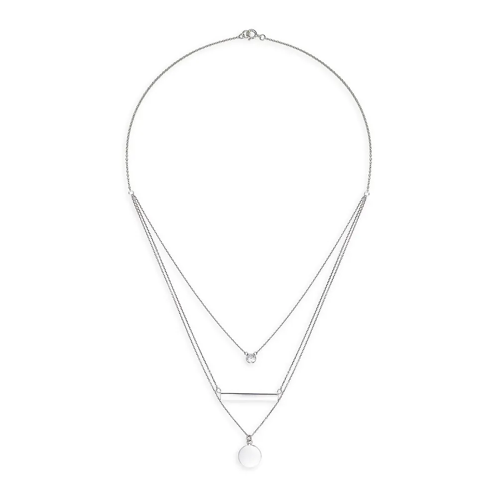 Sterling Silver & Cubic Zirconia Triple Layered Necklace