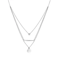 Sterling Silver & Cubic Zirconia Triple Layered Necklace