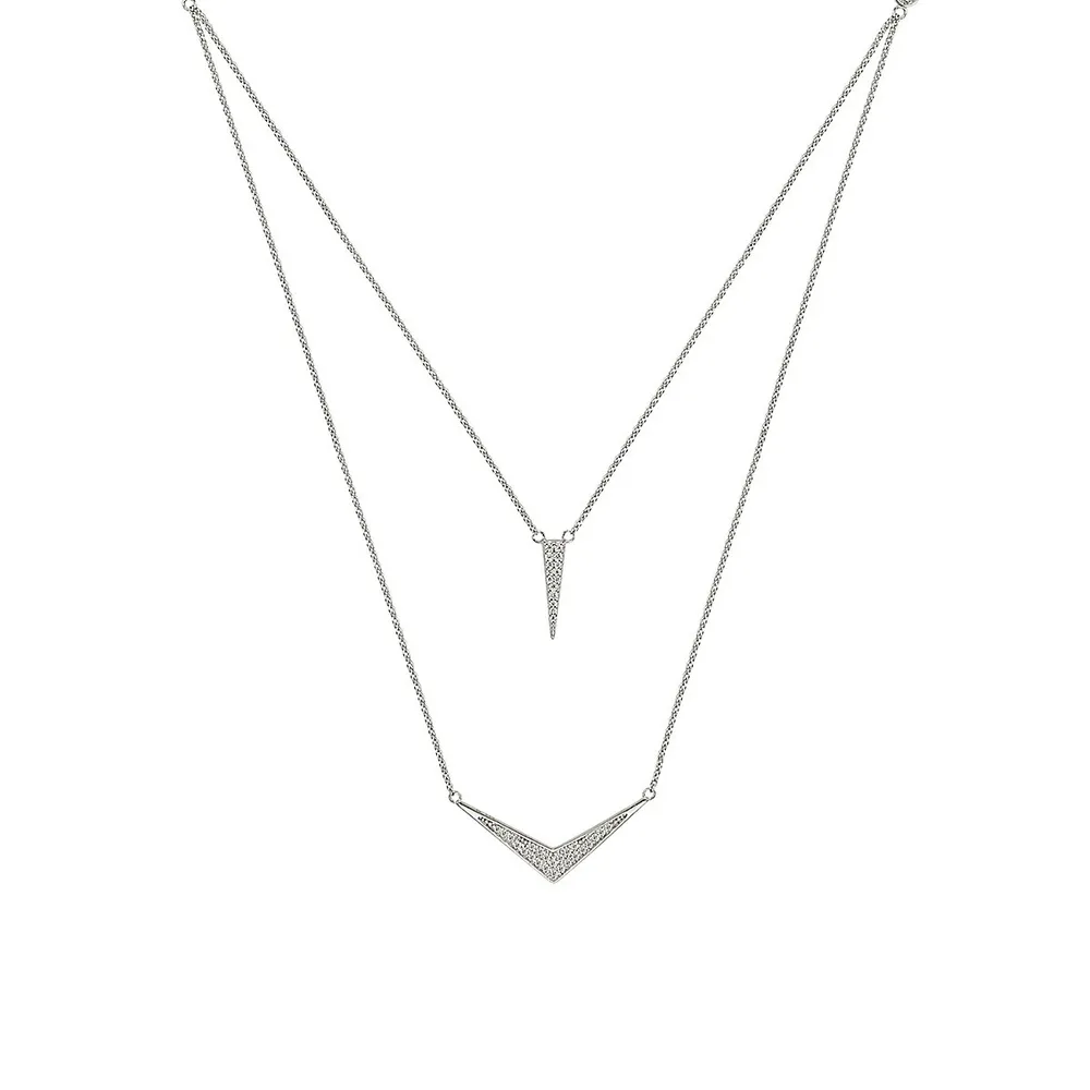 Sterling Silver & Cubic Zirconia Layered Necklace