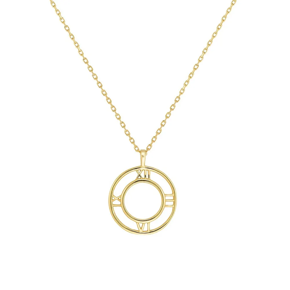 Goldplated Sterling Silver Roman Numeral Cutout Pendant Necklace