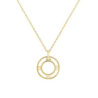 Goldplated Sterling Silver Roman Numeral Cutout Pendant Necklace