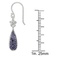 Sterling Silver, Cubic Zirconia & Tanzanite Crystal Teardrop Earrings