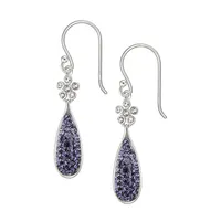 Sterling Silver, Cubic Zirconia & Tanzanite Crystal Teardrop Earrings