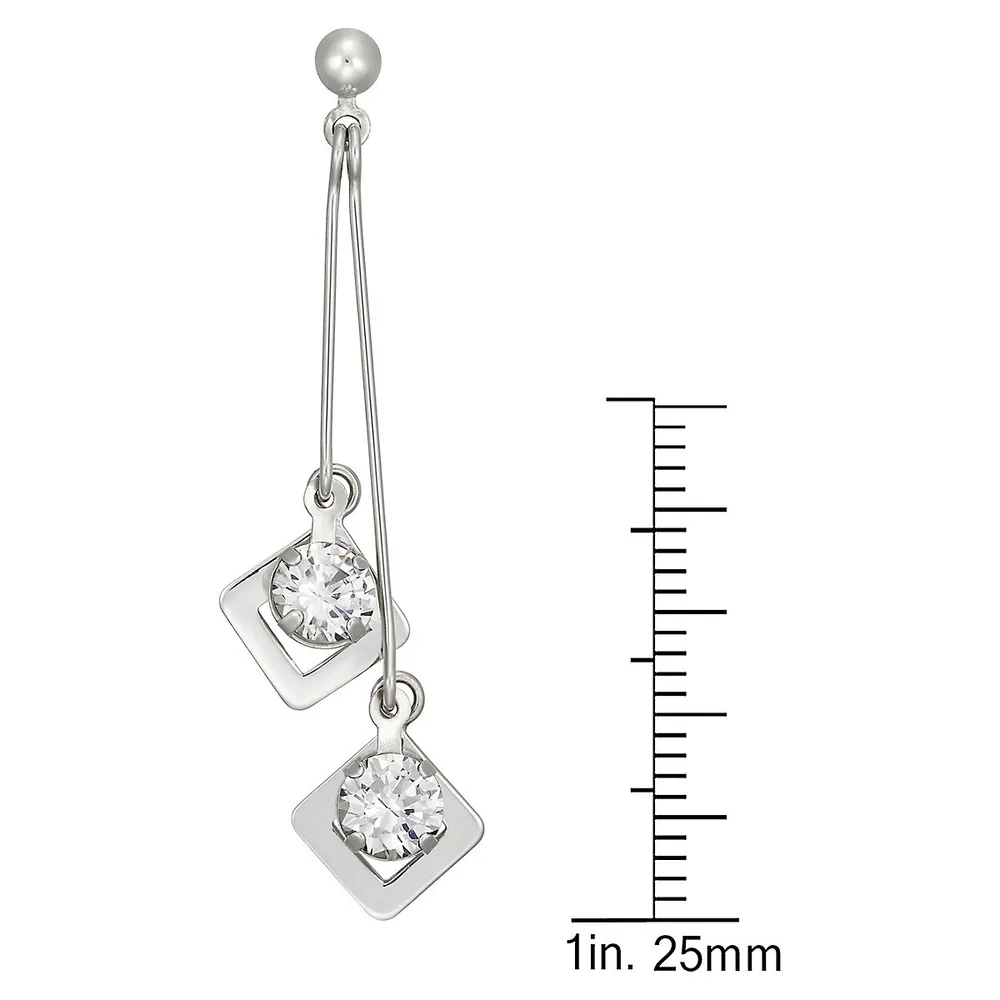 Sterling Silver & Cubic Zirconia Double Drop Earrings