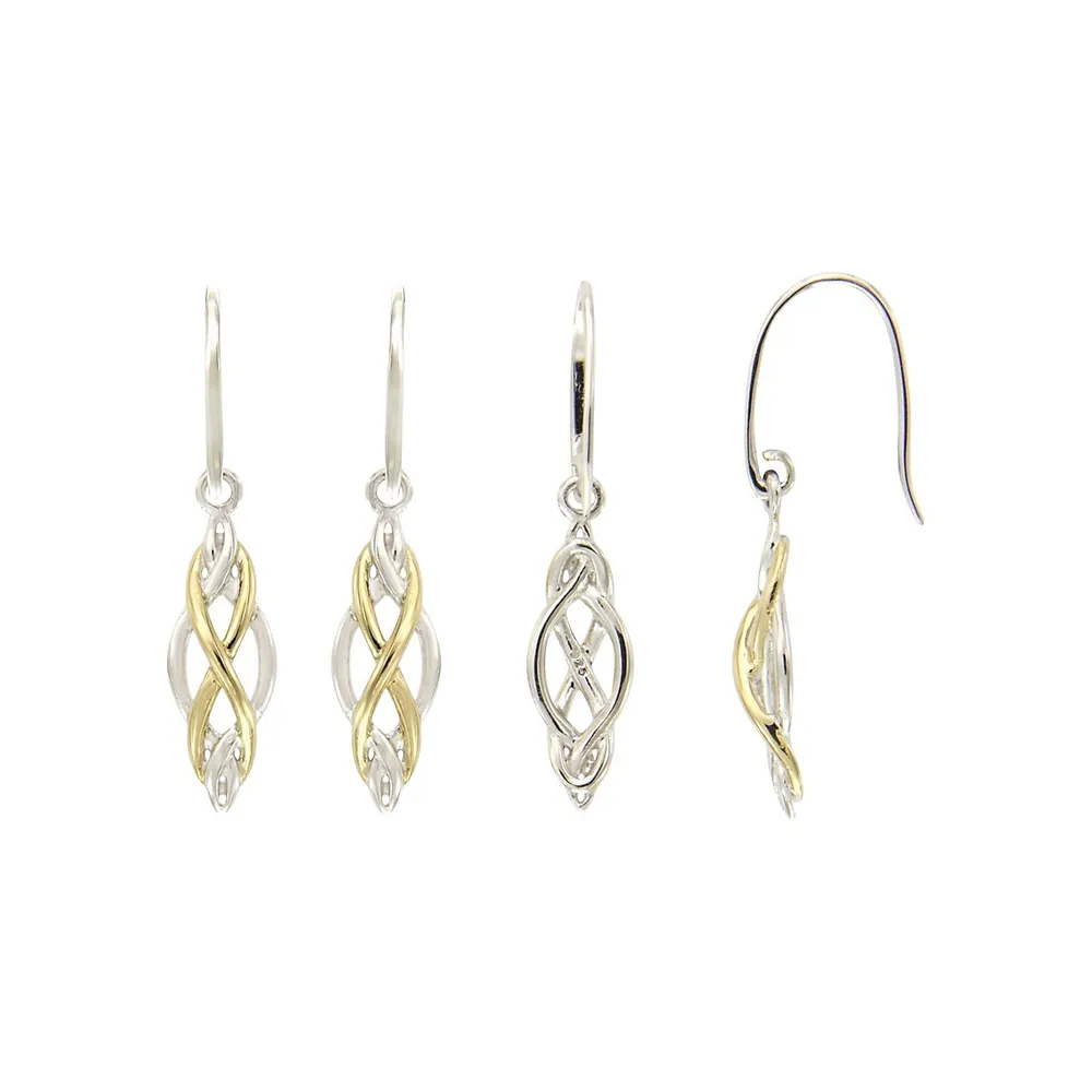 Two-Tone Goldplated & Sterling Silver Drop Earrings