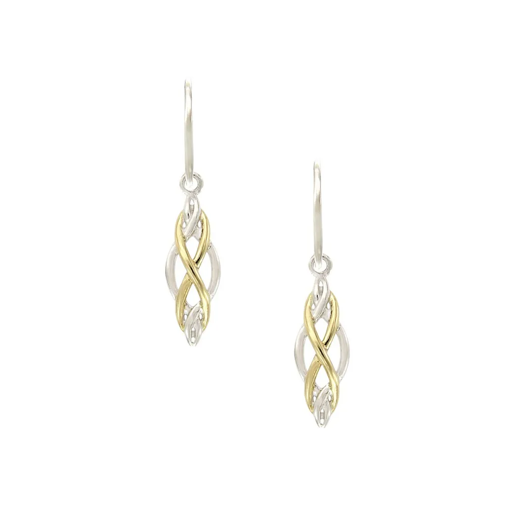 Two-Tone Goldplated & Sterling Silver Drop Earrings