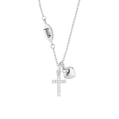 Sterling Silver & Cubic Zirconia Charm Necklace
