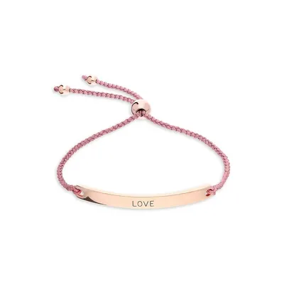 Bracelet en argent sterling plaqué or rose avec plaque Love