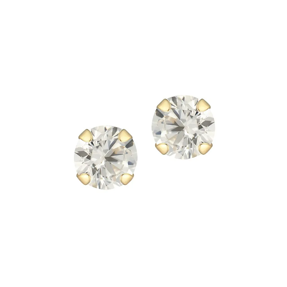 Celebration 2-Pair 10K Yellow Gold & Cubic Zirconia Ball Stud Earrings