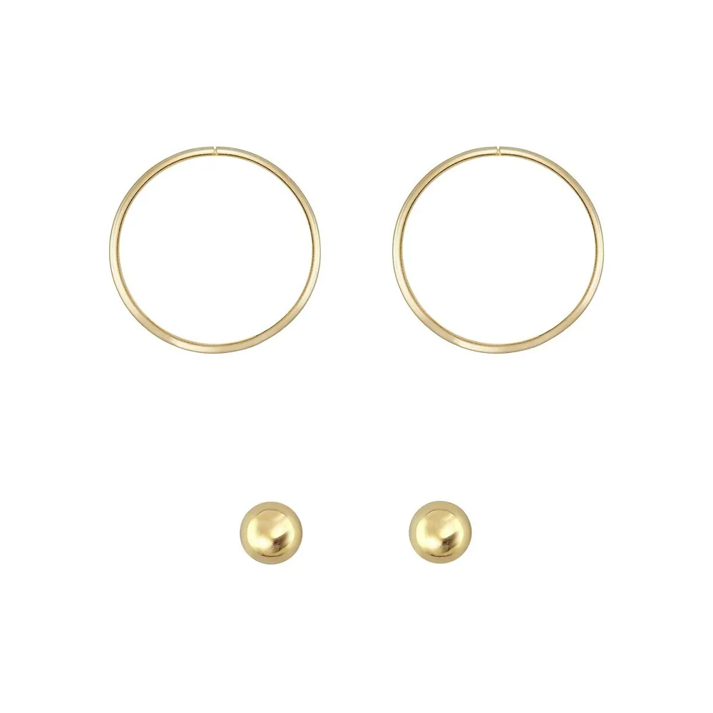 Celebration 2-Pair 10K Yellow Gold Stud & Hoop Earrings