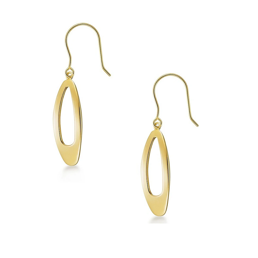 10K Gold Polished Oval Drop Earrings