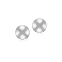 10K White Gold Convex Stud Earrings