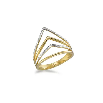 10K Gold Two-Tone Chevron Ring