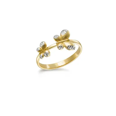 10K Gold Two-Tone Butterfly Ring
