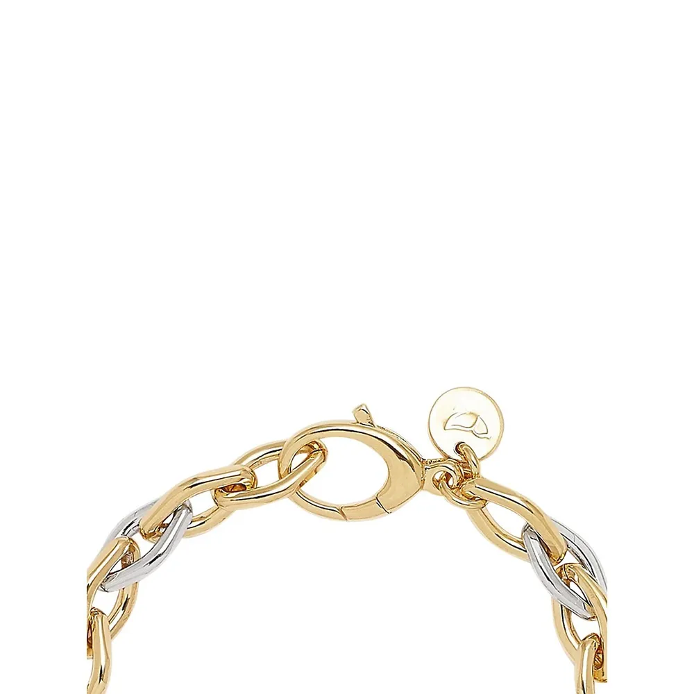 18K Two-Tone Goldplated Rolo-Link Bracelet