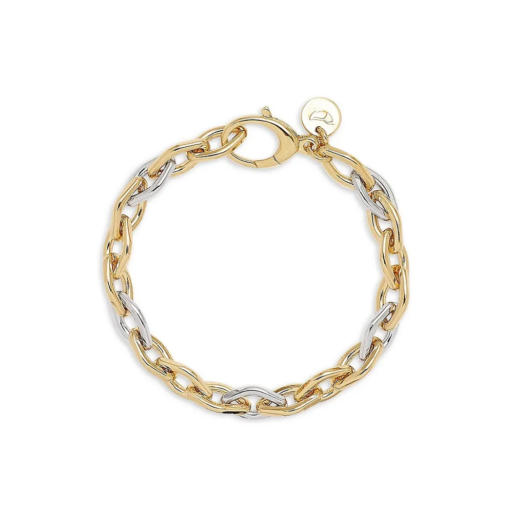 18K Two-Tone Goldplated Rolo-Link Bracelet