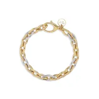 18K Two-Tone Goldplated Rolo-Link Bracelet