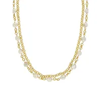 18K Goldplated & Freshwater Baroque Pearl Dual-Strand Necklace